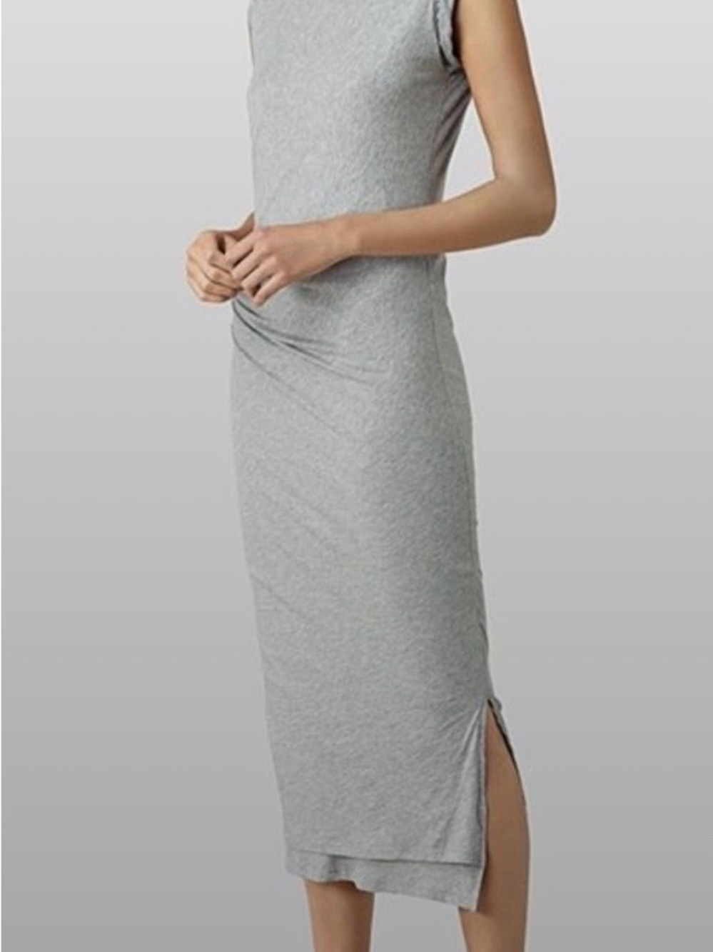 AllSaints Grey Sleeveless Midi Dress with Side Slit
